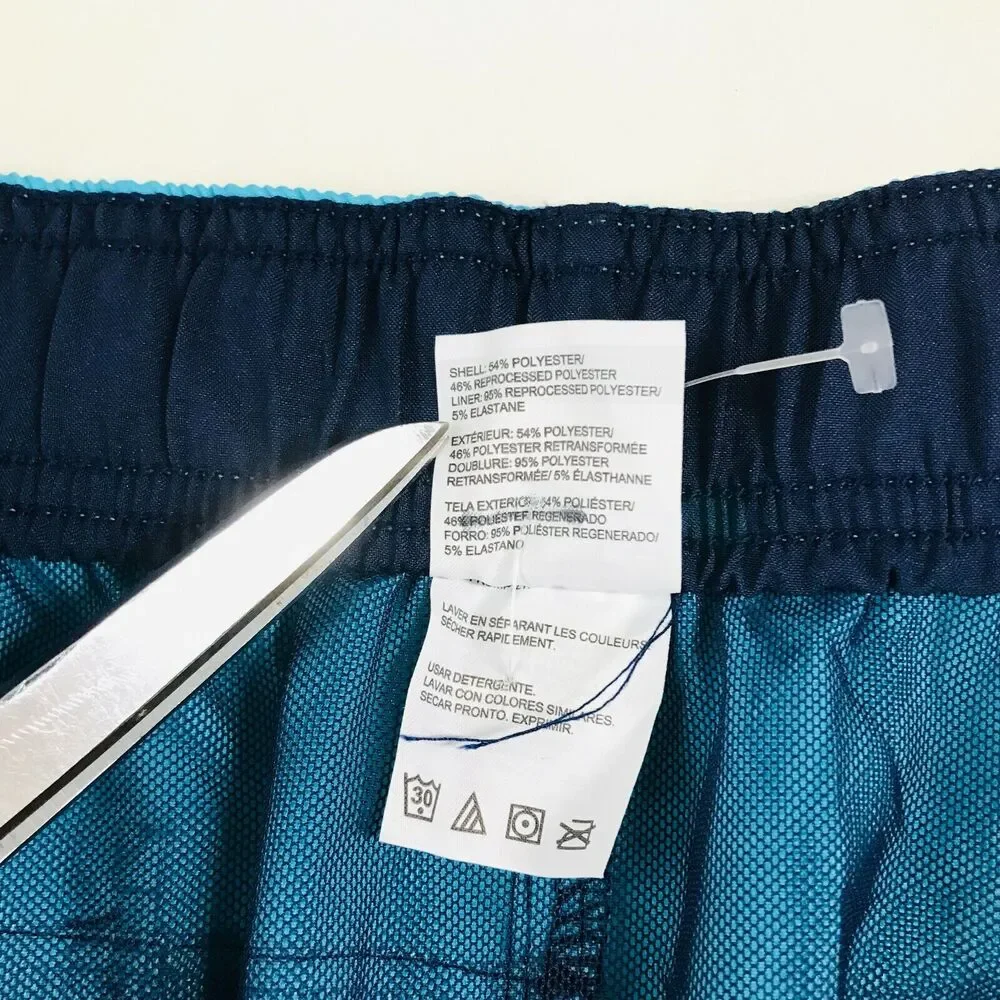 Speedo Men's Large Swim Shorts Blue Colorblock Mesh Lined Trunks NWOT BU19